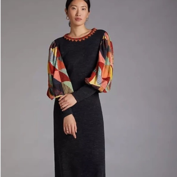 Anthropologie Dresses & Skirts - Anthropologie Blnk Puff Sleeve Knit dress size small